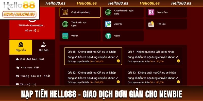 Nạp tiền HELLO88